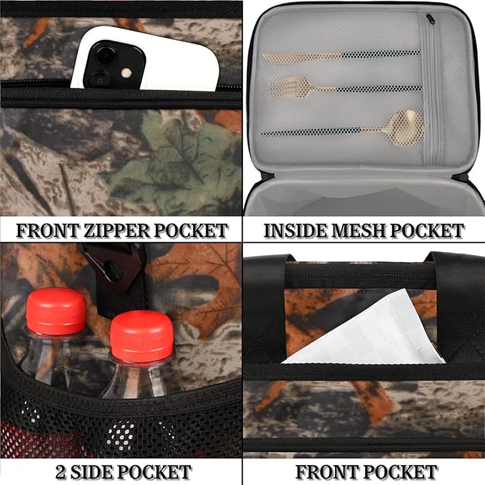 Pardick Soft Cooler Bag Forest Camo Camouflage Insulated Lunch Box for Men & Women, Large Leakproof Lunch Bag Portable Beach Cooler for Work, Picnic, Road Trips,Fishing, Travel, Camping,A-1