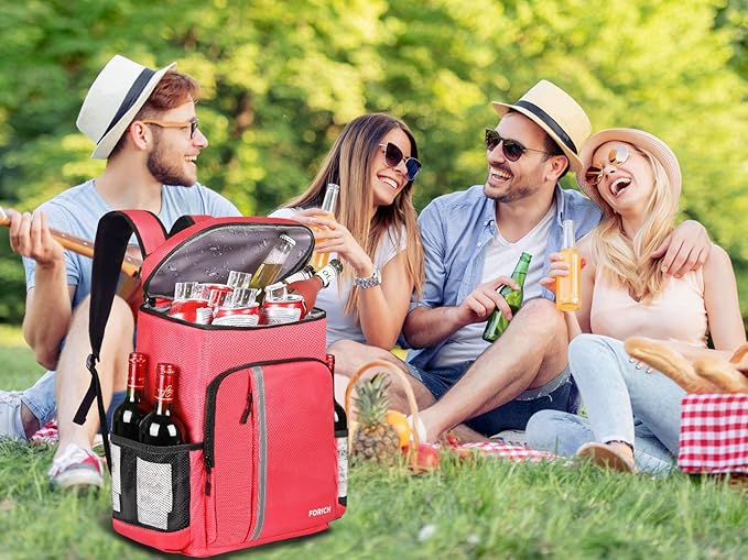FORICH Backpack Cooler Leakproof Insulated Waterproof Backpack Cooler Bag, Lightweight Soft Beach Cooler Backpack for Men Women to Work Lunch Picnics Camping Hiking, 30 Cans