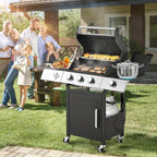 MELLCOM Upgraded 36,000 BTU Stainless Steel Burner Barbecue Grill, 3 Burner BBQ Propane Gas Grill with Cast Iron Grates & Side Stove for Patio, Camping, Outdoor Cooking
