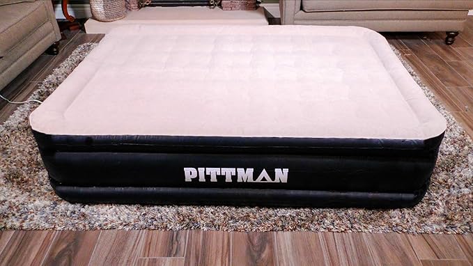 AirBedz by Pittman Outdoors Air Mattress - Indoor Outdoor with Built-in Air Pump, Queen Size, 20" Tall, Wave Beam Pattern, Carry Bag and Repair Kit Included