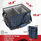 FANGSUN Large Grill and Picnic Caddy with Paper Towel Holder, BBQ Organizer for Utensils, Plates, Condiments, Collapsible & Easy-Carry Griddle Caddy, Must-Haves for Outdoor, Camper, Travel, Car, RV
