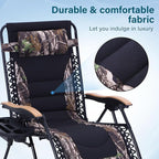 MFSTUDIO Zero Gravity Chairs Set of 2, XL Oversized Outdoor Anti Gravity Chair, Patio Lounge Folding Adjustable Chair with Cup Holder & Padded Headrest, Support 400lbs,Camouflage