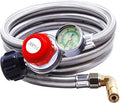 6 FT Propane Adapter Hose with 0-30 PSI High-Pressure Adjustable Propane Regulator Gauge Universal Type 1 (QCC1), Propane Hose for 17"/22" Blackstone Tabletop Griddle Coleman Portable Grill