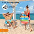 VINGLI Tall Beach Chair 2 Pack Lightweight, Backpack Beach Chair for Adults with 5-Position, Cooler Bag, Cup Holders, Towel Bar, Folding Beach Camping Chairs（16“-Rainbow）