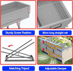 Portable Charcoal Grills, Stainless Steel BBQ Grill with Foldable Stand Adjustable Air Vents, Kebab Skewer BBQ Barbecue Grill Kit for Garden Backyard Party Picnic Travel Outdoor Use (31.6x7.1inch)