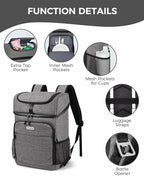 BAGLHER Lightweight Insulated Cooler Backpack - 30 Cans, Leak-Proof for Lunch, Picnic, Hiking, Camping Trips