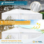 HOTEEL 10x30 Party Tent with 8 Removable Sidewalls for Parties, Weddings, BBQ, Baby Shower, Waterproof Outdoor Event Canopy, Patio Camping Gazebo, Carpas para Fiestas, White