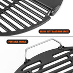 Onlyfire Cast Iron Griddle for Solo Stove Bonfire 19.5" Fire Pit, Foldable Cooking Grates Griddle Combo for Backyard and Outdoor Campfire BBQ
