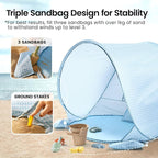Tiny Land Baby Beach Tent – Pop Up Baby Tent with UV Protection, Portable Baby Beach Essentials, 35.4"x27.6"x31.5" Sun Shelter for Infants, Baby Summer Outdoor Use (Light Blue Gingham)