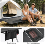 87" Camping Cot, Heavy Duty 400lbs Capacity, Adjustable Height with Leg Extenders, Lightweight Aluminum Frame Portable Folding Bed for Camping,Travel, Beach, Office Nap