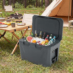 COSTWAY Insulated Portable Cooler, Hard Shell Ice Chest w/ 2 Cup Holders, Bottle Opener, Drain Plug, 3-Day Ice Retention, Outdoor Leak-Proof Dry Box for Beach, Camping, Fishing, Picnic