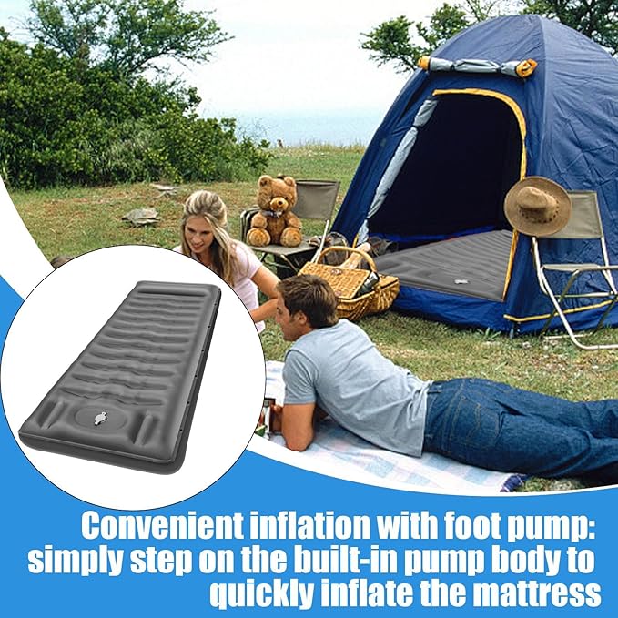 Camping Mattress,Built-in Foot Pump Waterproof Outdoor Gear | Backpacking Sleeping Pad,for Backpacking Tent Hiking Traveling Beach