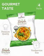 Simple Kitchen Garden Vegetable Soup Mix - 17 Servings for Meal Prep, Gluten Free, Vegetarian, Dehydrated & Freeze Dried Survival Food for Camping Meals, Backpacking & Hiking, Survival Kit, Pack of 4
