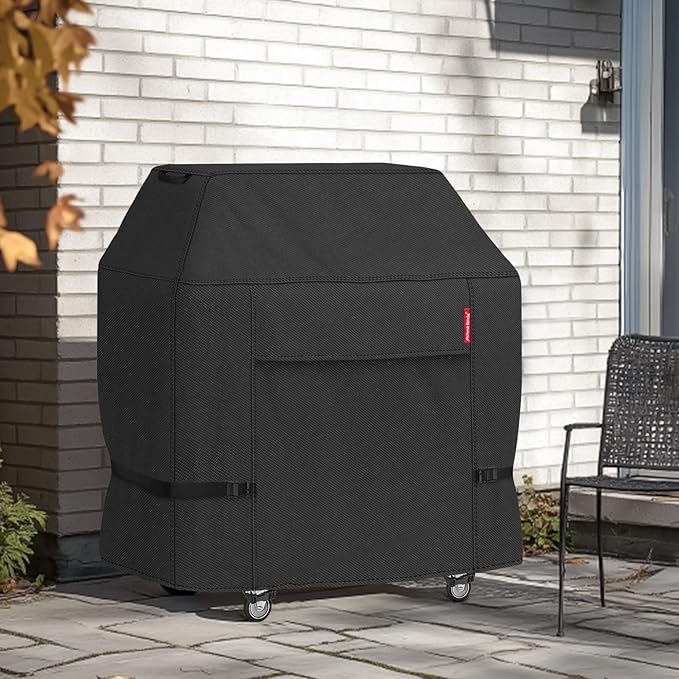 Porch Shield 58W x 24D x 46H inch Premium Gas Grill Cover Up to 56 inch, Waterproof and Fade Resistant 600D BBQ Covers for Weber, Brinkmann, Char-Broil and More, Black