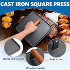SafBbcue 14" Stainless Steel Rectangle Cheese Melting Domer Basting Cover & Cast Iron Rectangle Griddle Smash Burger Grill Weight Press for Blackstone, Pitboss, Camp Chef Flat Top Grills Accessories