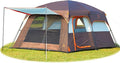 KTT Extra Large Tent 10-12-14 Person(Style-B),Family Cabin Tents,2 Rooms,3 Doors and 3 Windows with Mesh,Straight Wall,Waterproof,Double Layer,Big Tent for Outdoor,Picnic,Camping,Family Gathering