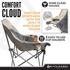 Black Sierra Oversized Camping Chair for Adults – 400 lb Heavy Duty Folding Chair with Cup Holders & Carry Bag