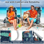 Goplus Beach Chair, Folding Backpack Beach Chairs for Adults with 5 Positions, Head Pillow, Cooler Bag, Towel Bar, Cup Holders, Sunbath Sling Tanning Lounge, Foldable Layout Camping Chairs