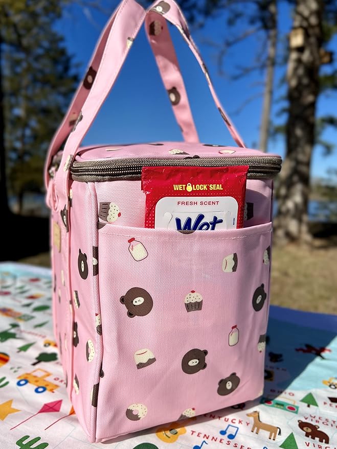 Kwang Min Insulated Insulated Cooler Bag,Reusable Large Lunch Bag for Women, Great for Outdoors,Camping,Party,Premium Quality,Adjustable Strap,Foldable