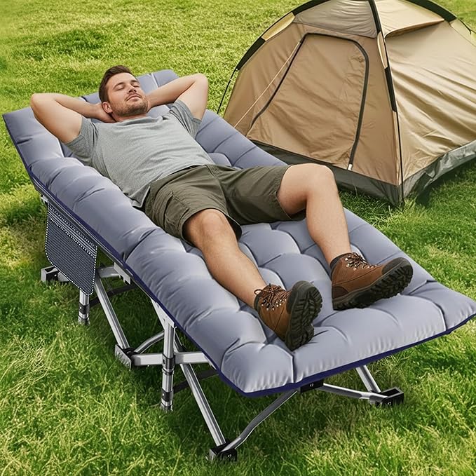 ABORON Heavy-Duty Folding Guest Bed for Adults, 500lb Capacity, Portable Extra Cot with 1237D Double Layer, Ideal for Indoor Guest Stays & Temporary Home Use