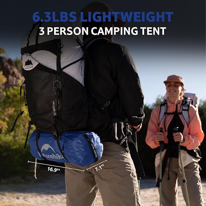 Naturehike Bleik 2-3 Person Camping Tent, Waterproof Double Layer Lightweight Backpacking Tents for Camping