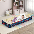 100% Cotton Lining Portable Foldable Toddler Travel Bed - Soft Foam Floor Bed with Washable Cover, Safe and Comfortable Toddler Crib, Ocean Blue