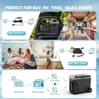Kndko 12 Volt Car Refrigerator, 53 Quart (50L) Compressor Electric Cooler, Portable Car Fridge 12V/24V DC 100-240V AC, -4℉~68℉, 12v Fridge with Wheels & Baskets for Road Trip, Truck, Camping, Boat