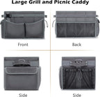 Large Grill Caddy with Paper Towel Holder – Collapsible BBQ Organizer for Camping, Tailgating, RV, Boating – Grilling Gifts for Men – Griddle Tote Bag with Shoulder Strap – Outdoor Essentials