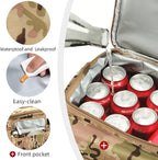 Tactical Lunch Bag for Men Expandable Double Deck Insulated Lunch Box Leakproof Large Capacity Thermal Cooler Bag with MOLLE Water Bottle Pouch for Adults for Work Picnic Camping（Camouflage）