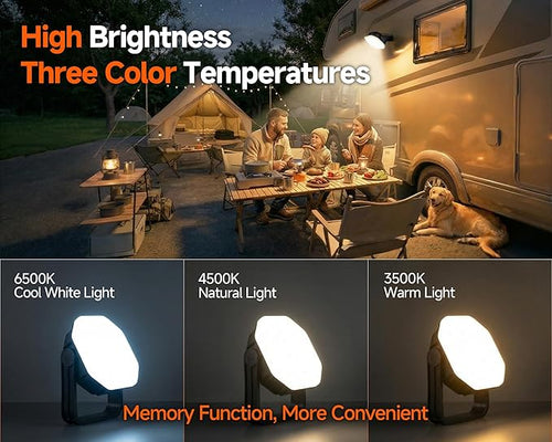 4000LM Camping Light Rechargeable, 3 Lighting Modes, 30W Portable Tent Light with Magnet, IP65 Waterproof Hanging Light for Camping, Hiking, Emergency, Hurricane, Power Outages (Black)