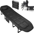 Garvee 79" Portable Folding Bed with Cushion and Pillow, Camping Cot for Adults with Supports 500 Lbs, Lightweight Tent Cot for Patio Beach Indoor Outdoor, Black