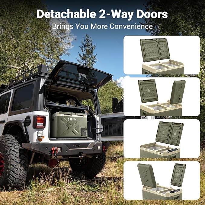 BODEGACOOLER 12 Volt Car Refrigerator, 34.1 Quart Car Fridge Dual Zone, 12V Portable Freezer APP Control, RV Car Cooler -4℉-68℉ 12/24V DC 100-240V AC for Outdoor Camping Travel Vehicles Home Use