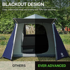 EVER ADVANCED Blackout Design 6 Person Camping Tent, Instant Cabin Tent for Family with Vestibule and Large Mesh Windows, 60s Easy Setup, Double Layer, Water-Resistant