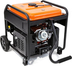 WEN GN625iX 6250-Watt RV and Transfer-Switch-Ready 120V/240V Open Frame Inverter Generator with CO Shutdown Sensor and Wheel Kit, Black/Orange