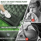 Sleeping Pad, 4.7" Extra-Thick & Ultralight Inflatable Camping Mat with Pillow, Built-in Foot Pump, Compact for Backpacking, Camping, Hiking, Travel —Military Green