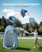 VEVOR Pop up Shower Tent, Instant Portable Privacy Tent Changing Room with Ground Stakes, Ropes, and Carry Bag, 190T Polyester with Silver Coating, Quick Setup, for Camping, Beach, Fishing, Blue