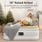 YENING Full Size Air Mattress with Built in Pump Raised Double Blow up Bed Inflatable Camping Airbed Electric 18 Inch Tall Beige