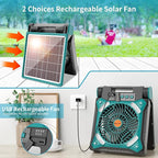 Solar Fan Battery Powered Rechargeable Solar Camping Fan with Led Lantern & Power Bank Foldable Angle USB Personal Fans for Travel Outdoor Camping Tents X98 Cyan