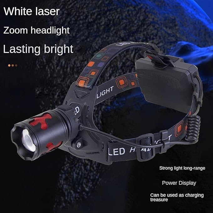 LED Headlamp Rechargeable, Head Lamp Super Bright 180000 High Lumen 9000mAh with 5 Modes, Fast Charge Batteries Zoomable, Waterproof Headlight Camping Hunting Running Fishing Biking