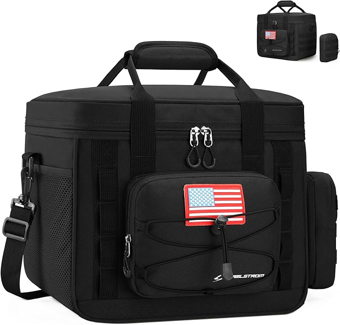 Maelstrom Tactical Lunch Box, Insulated Lunch Bag for Men, Large Leakproof Soft Cooler Bag with Detachable MOLLE Bags, Durable Lunch Tote for Adult Women Work,Picnic,20 Cans/15 L, Black