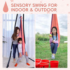 OUTREE Sensory Swing for Kids, Double Layer Therapy Hammock, Indoor Swing with 360° Swivel Hanger Kit and Adjustable Straps, Autism Sensory Product for Autism, ADHD or SPD (Pink Starry-Sky Printed)