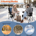 Heated Camping Chair with 20,000 mAh Battery, Loog-Lasting for 500 Mins, Fully Padded Heated Camp Chairs, Heavy Duty Folding Chairs Supports 500 lbs for Winter Camping, Picnics, Tailgating, RV Travel