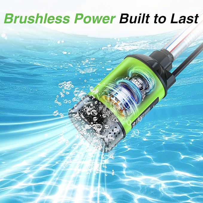 Cordless Water Pump with 1H Runtime Battery & Hose, 1100GPH Brushless Small Submersible Utility Pump for Rain Barrel Pool Hot Tub Drain, Garden Irrigation, Flooded Basement Boat Emergency