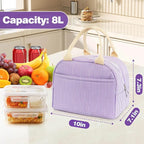 Lunch Bag For Women, Cooler Insulated Lunch Box For Travel Work Picnic College School Adult Large Capacity Lunch Bags, Purple Stripe