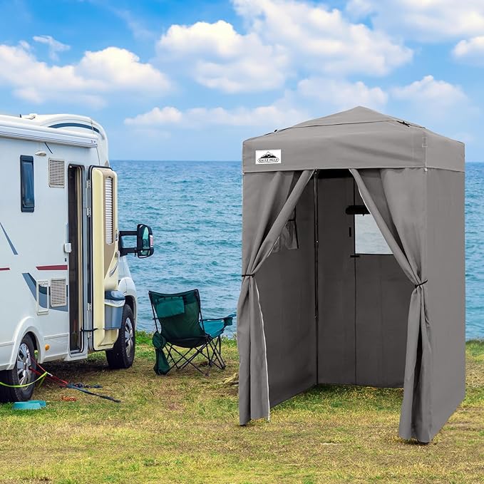 EAGLE PEAK Flex Ultra Compact 4x4 Pop-up Canopy Tent with Vented Top, Sun Shelter, Fast Set Up Changing Room, Portable Privacy Canopy for Camping, Photoshoots, and More (Gray)