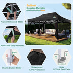 COBIZI 10x20 Canopy Tent, Heavy Duty Pop up Canopy with Sidewalls, Waterproof Easy Setup Canopy with Mosquito Netting, Outdoor Instant Screen Tents for Parties, Wedding with Roller Bag, Black