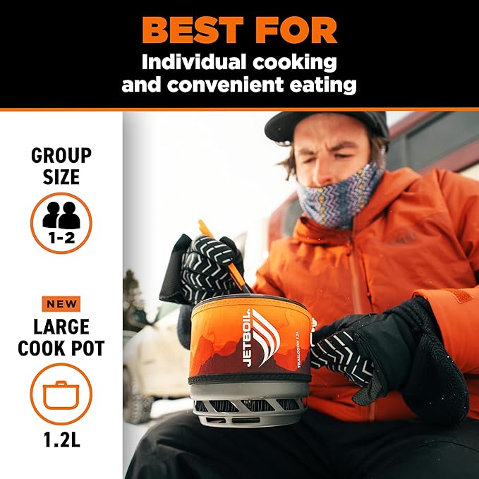 Jetboil TrailCook 1.2L Camping and Backpacking Stove Cooking System with Adjustable Heat Control, New for 2026