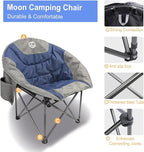Northroad Folding Compact Camping Moon Chair, Outdoor Padded Saucer Round Chair w/Cup Holder Supports up to 300 lbs for Beach Hiking Fishing Picnic Lawn,Blue
