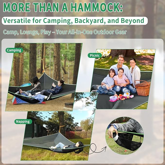 LUKETURE Triangle Camping Hammock, 10ft Multi Person Hammocks Max 1100 lbs for Outdoor Relaxing, Extra Large Hammock w/Ratchet/Webbing Straps (10ft-Triangle Camping Hammock)