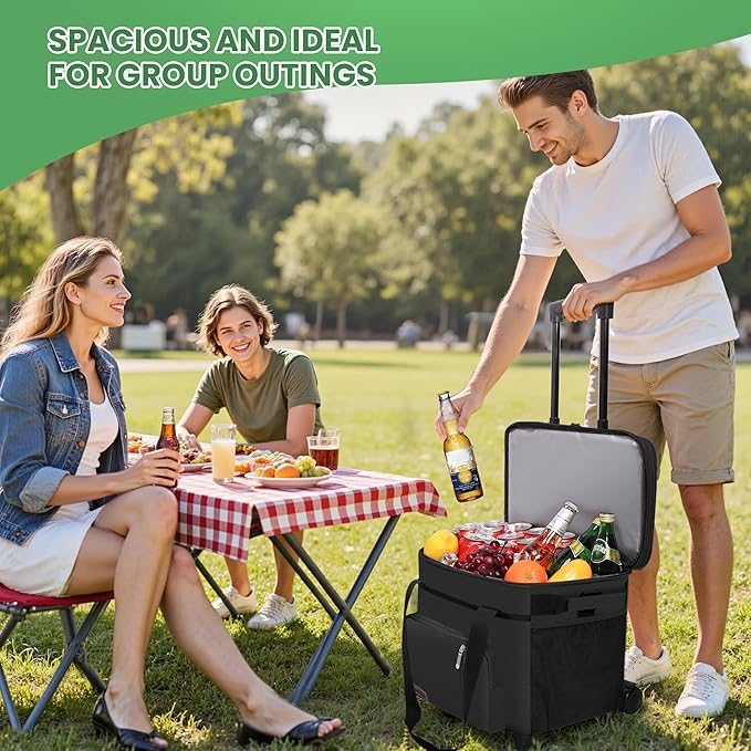 MIYCOO Soft Double Deck Cooler Bag - 60-Can Leakproof Insulated Portable Lunch Cooler, Extra Large Expandable Ice Chest Cooler for Beach, Picnic, Camping, Shopping